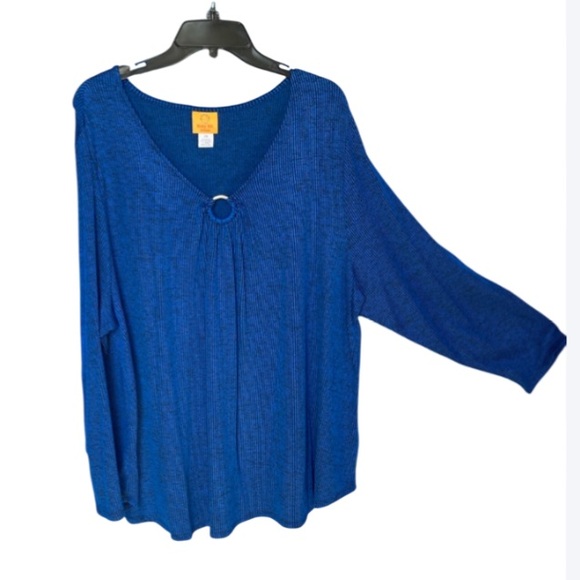 Ruby Rd. Tops - 3/$45 Ruby rd ribbed pull over top w ring cut out detail casual shirt blue black